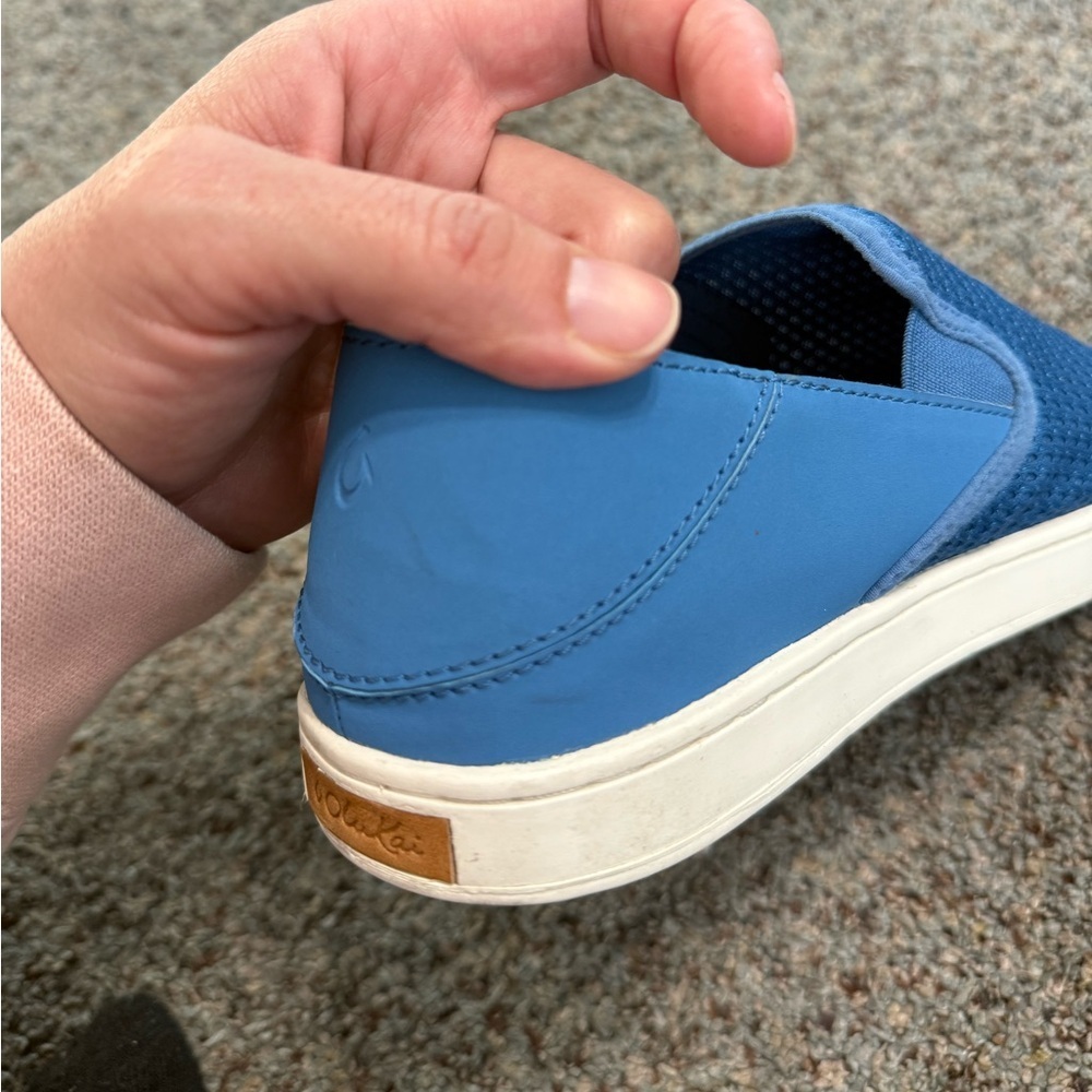 Olukai Ladies 9 Pehuea Blue Mesh Slip-on Flats - Picture 5 of 12